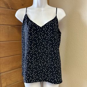 L'Agence Womens Small Silk Polka Dot Adjustable Spaghetti Strap V Neck Cami Top